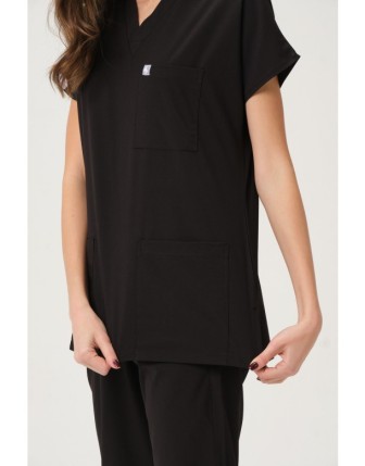 Pratik Medikal Likralı Scrubs Yarasa Kol Takım - Siyah