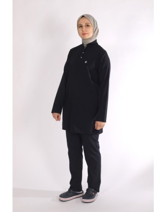 Likralı Tesettür Scrubs Tek Üst - Lacivert