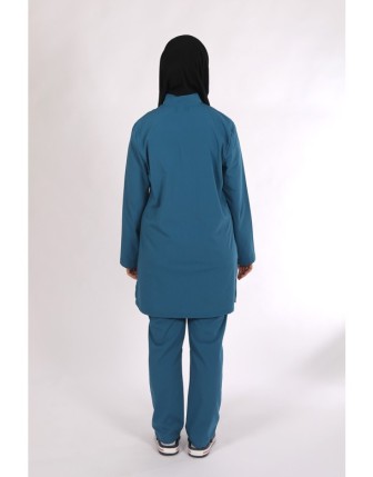 Likralı Tesettür Scrubs Tek Üst - Turkuaz