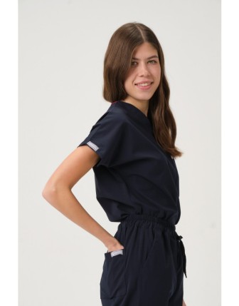 Pratik Medikal Likralı Scrubs Yarasa Kol Takım - Lacivert