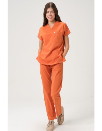 Pratik Medikal Likralı Scrubs Yarasa Kol Takım - Somon