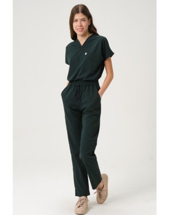 Pratik Medikal Likralı Scrubs Yarasa Kol Takım - Ördek Yeşili