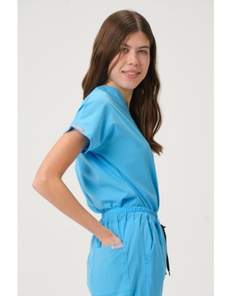 Pratik Medikal Likralı Scrubs Yarasa Kol Takım - Bebe Mavi