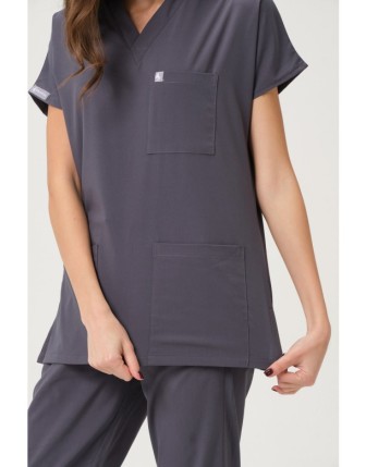 Pratik Medikal Likralı Scrubs Yarasa Kol Takım - Füme