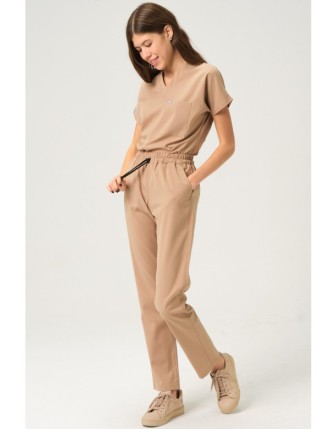 Pratik Medikal Likralı Scrubs Yarasa Kol Takım - Bej