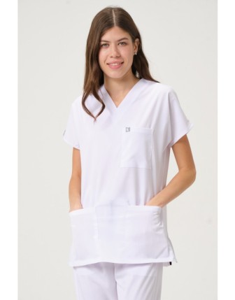 Pratik Medikal Likralı Scrubs Yarasa Kol Takım - Beyaz