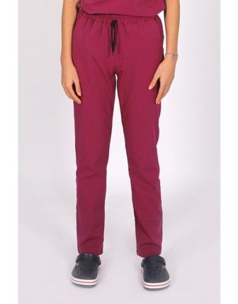 Likralı Üniforma Tek Alt - Vişne