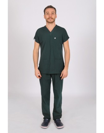 Likralı Scrubs Yarasa Kol Tek Üst - Ördek Yeşil