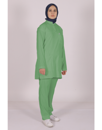 Likralı Tesettür Scrubs Tek Üst - Çağla Yeşili