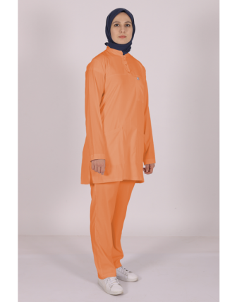 Likralı Tesettür Scrubs Tek Üst - Somon