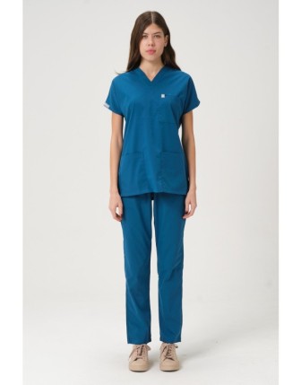 Pratik Medikal Likralı Scrubs Yarasa Kol Takım - Turkuaz