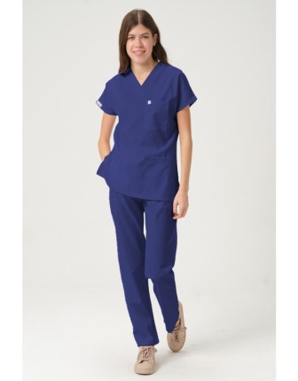 Pratik Medikal Likralı Scrubs Yarasa Kol Takım - Fırtına Mavi