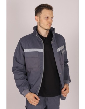 7/7 Gabardin İş Montu Reflektörlü - Gri