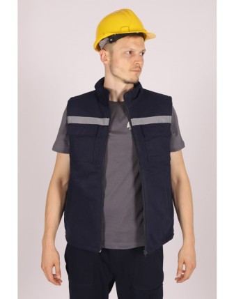 7/7 Gabardin İş Yeleği Reflektörlü - Lacivert
