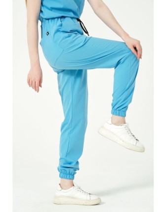 Pratik Medikal Likralı Jogger Paça Doktor Hemşire Forması Tek Alt Unisex - Bebe Mavi