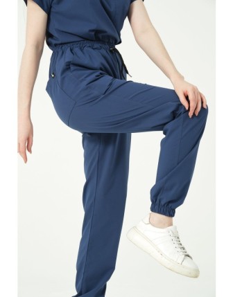 Pratik Medikal Likralı Jogger Paça Doktor Hemşire Forması Tek Alt Unisex - Fırtına Mavi