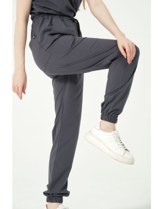 Pratik Medikal Likralı Jogger Paça Doktor Hemşire Forması Tek Alt Unisex - Füme