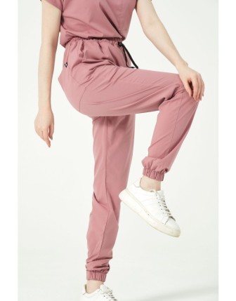 Pratik Medikal Likralı Jogger Paça Doktor Hemşire Forması Tek Alt Unisex - Gül Kurusu