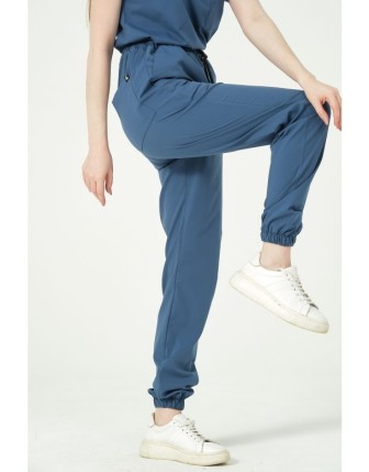 Pratik Medikal Likralı Jogger Paça Doktor Hemşire Forması Tek Alt Unisex - İndigo