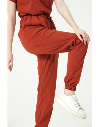 Pratik Medikal Likralı Jogger Paça Doktor Hemşire Forması Tek Alt Unisex - Kiremit