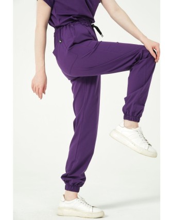 Pratik Medikal Likralı Jogger Paça Doktor Hemşire Forması Tek Alt Unisex - Mor