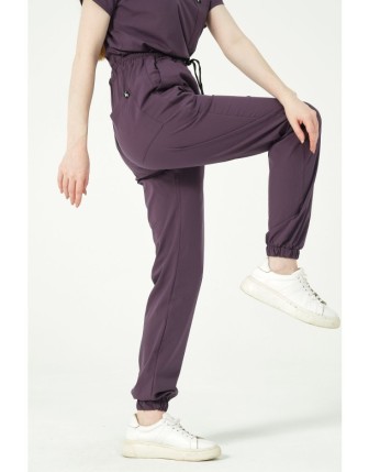 Pratik Medikal Likralı Jogger Paça Doktor Hemşire Forması Tek Alt Unisex - Mürdüm