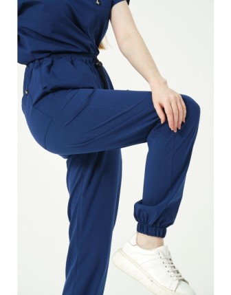 Pratik Medikal Likralı Jogger Paça Doktor Hemşire Forması Tek Alt Unisex - Saks Mavi