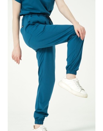 Pratik Medikal Likralı Jogger Paça Doktor Hemşire Forması Tek Alt Unisex - Turkuaz