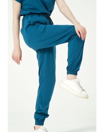 Pratik Medikal Likralı Jogger Paça Doktor Hemşire Forması Tek Alt Unisex - Turkuaz