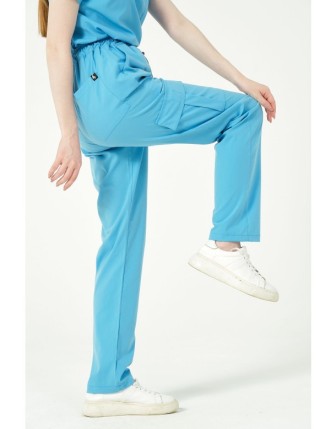 Pratik Medikal Likralı Kargo Cep Doktor Hemşire Forması Tek Alt Unisex - Bebe Mavi