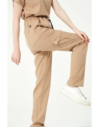 Pratik Medikal Likralı Kargo Cep Doktor Hemşire Forması Tek Alt Unisex - Bej