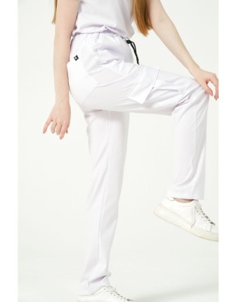 Pratik Medikal Likralı Kargo Cep Doktor Hemşire Forması Tek Alt Unisex - Beyaz