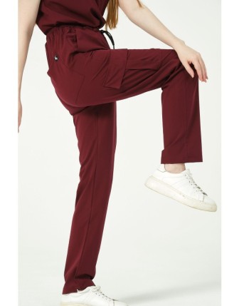 Pratik Medikal Likralı Kargo Cep Doktor Hemşire Forması Tek Alt Unisex - Bordo