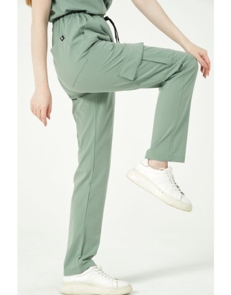 Pratik Medikal Likralı Kargo Cep Doktor Hemşire Forması Tek Alt Unisex - Çağla Yeşili