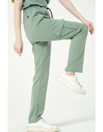 Pratik Medikal Likralı Kargo Cep Doktor Hemşire Forması Tek Alt Unisex - Çağla Yeşili