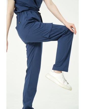 Pratik Medikal Likralı Kargo Cep Doktor Hemşire Forması Tek Alt Unisex - Fırtına Mavi