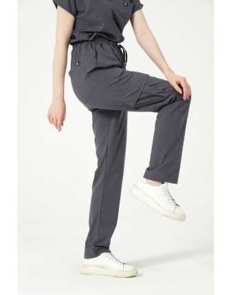 Pratik Medikal Likralı Kargo Cep Doktor Hemşire Forması Tek Alt Unisex - Füme