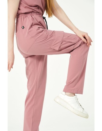 Pratik Medikal Likralı Kargo Cep Doktor Hemşire Forması Tek Alt Unisex - Gül Kurusu