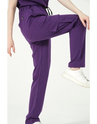 Pratik Medikal Likralı Kargo Cep Doktor Hemşire Forması Tek Alt Unisex - Mor