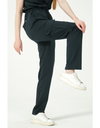 Pratik Medikal Likralı Kargo Cep Doktor Hemşire Forması Tek Alt Unisex - Ördek Yeşili