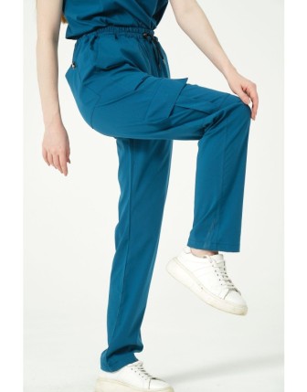 Pratik Medikal Likralı Kargo Cep Doktor Hemşire Forması Tek Alt Unisex - Turkuaz