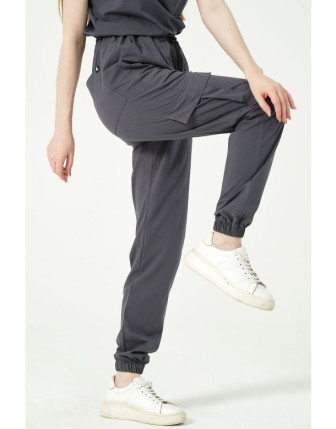 Pratik Medikal Likralı Kargo Cep Jogger Paça Doktor Hemşire Forması Tek Alt Unisex - Füme