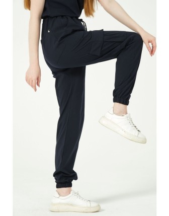 Pratik Medikal Likralı Kargo Cep Jogger Paça Doktor Hemşire Forması Tek Alt Unisex - Lacivert