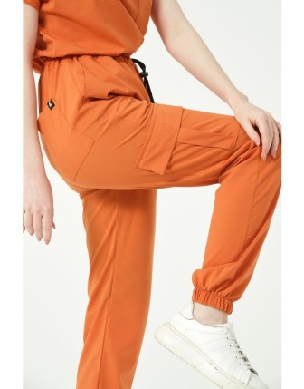 Pratik Medikal Likralı Kargo Cep Jogger Paça Doktor Hemşire Forması Tek Alt Unisex - Somon