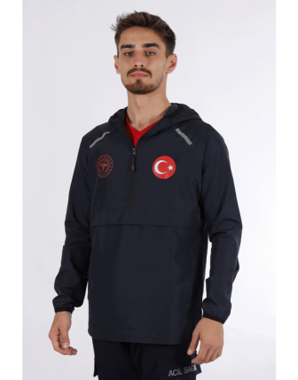 Lacivert 112 Acil Sağlık Kanguru Cep Rüzgarlık Unisex - L