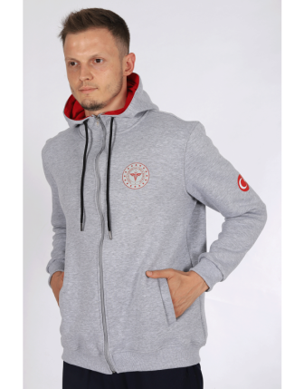 112 Acil Sağlık Kapüşonlu Hırka Unisex - Gri
