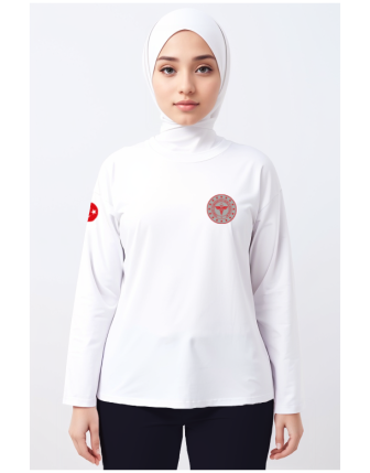 Siyah 112 Acil Sağlık Bisiklet Yaka Uzun Kollu Tişört Unisex - Beyaz