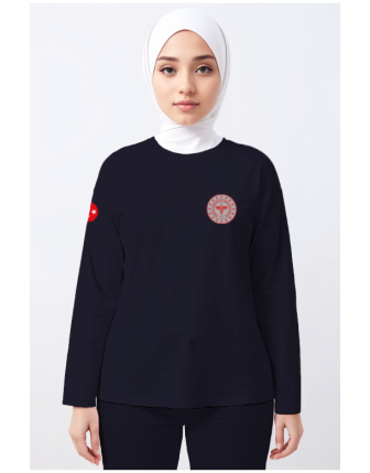 Siyah 112 Acil Sağlık Bisiklet Yaka Uzun Kollu Tişört Unisex - Lacivert