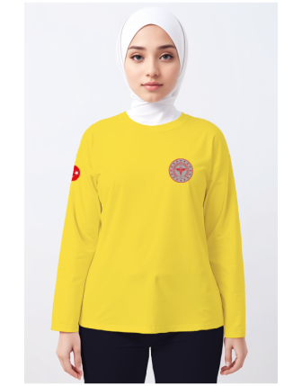 Siyah 112 Acil Sağlık Bisiklet Yaka Uzun Kollu Tişört Unisex - Sarı