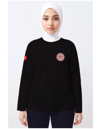 Siyah 112 Acil Sağlık Bisiklet Yaka Uzun Kollu Tişört Unisex - Siyah